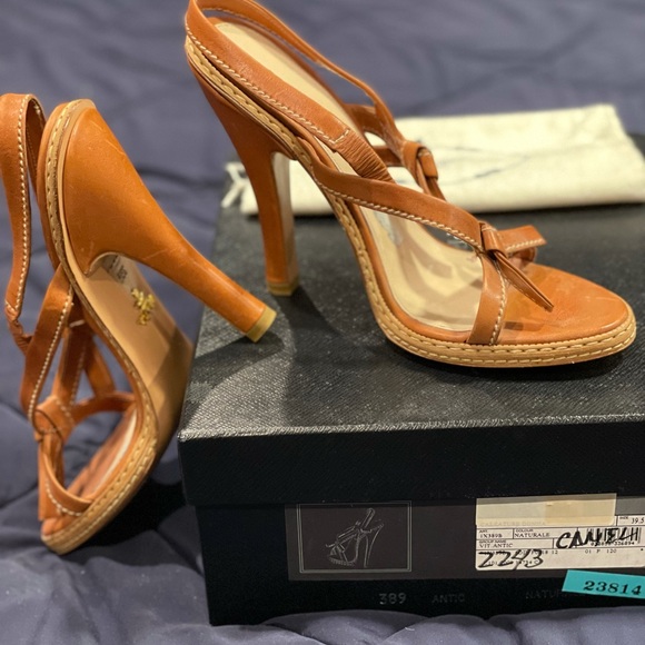 Prada “Antic” Strappy Leather Heels - Picture 2 of 4